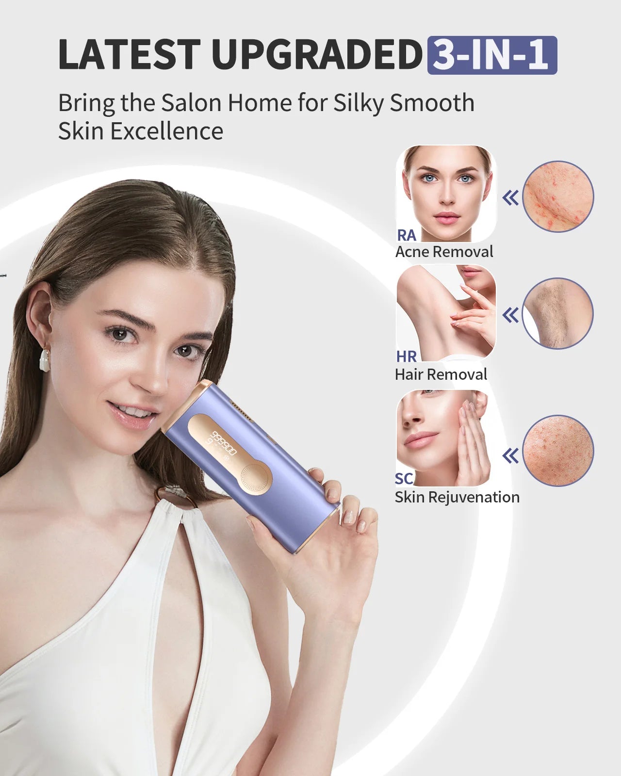 Revolutionary IPL Hair Removal Device - 999,900 Flashes, Ice Cooling Technology & 9 Adjustable Levels for Effortless At-Home Hair Removal for All!