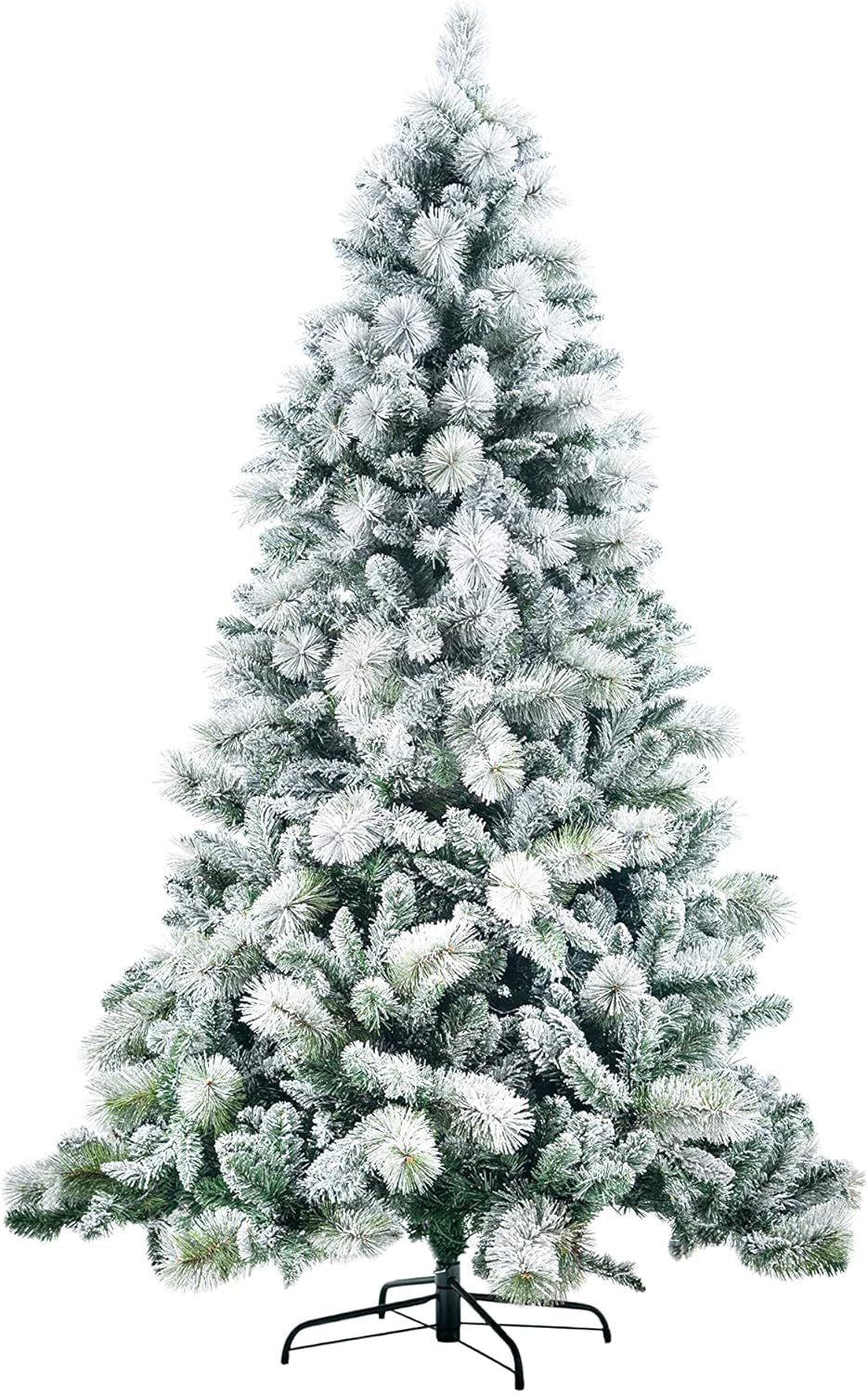 4FT-8FT Christmas Tree Green Artificial Plain Frosted Snowy Boulder Pine Helsinki Fir Tips Bushy Holiday Elegant Home Xmas Festive Decorations