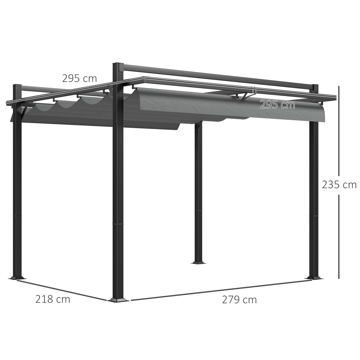 3x3m Retractable Roof Pergola - Aluminium Grey