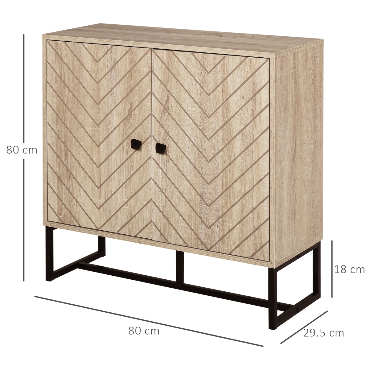 Stylish Embossed Arrow Storage Cabinet with Adjustable Shelf & Metal Base