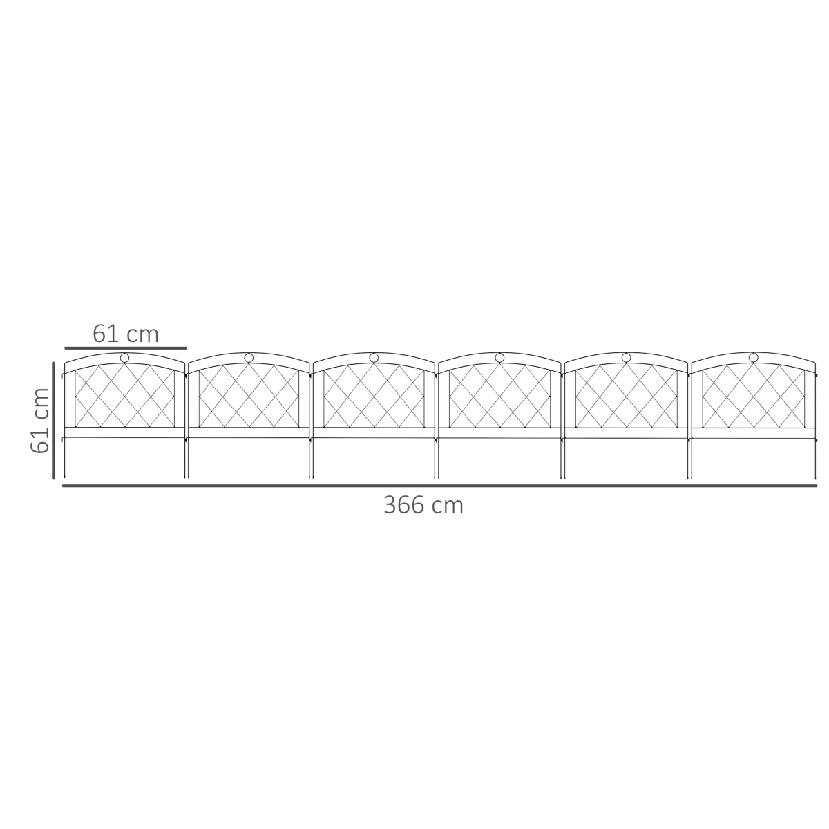 6-Piece Garden Fencing: 24in x 12ft Metal Border Edging