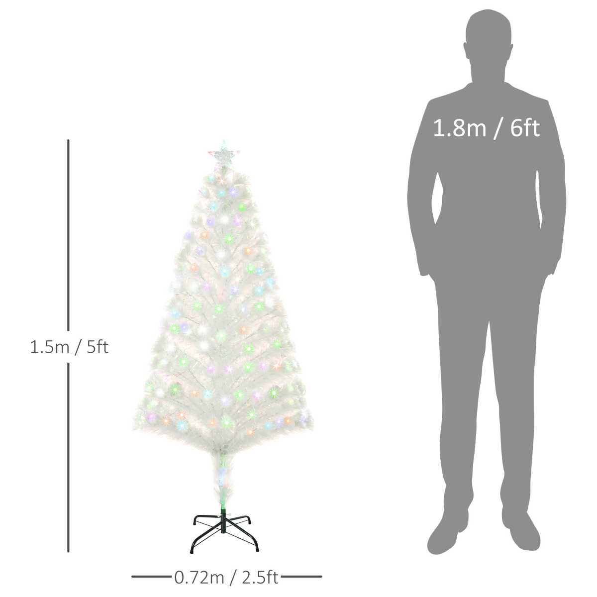 5ft Prelit Fiber Optic Christmas Tree with White LED Lights