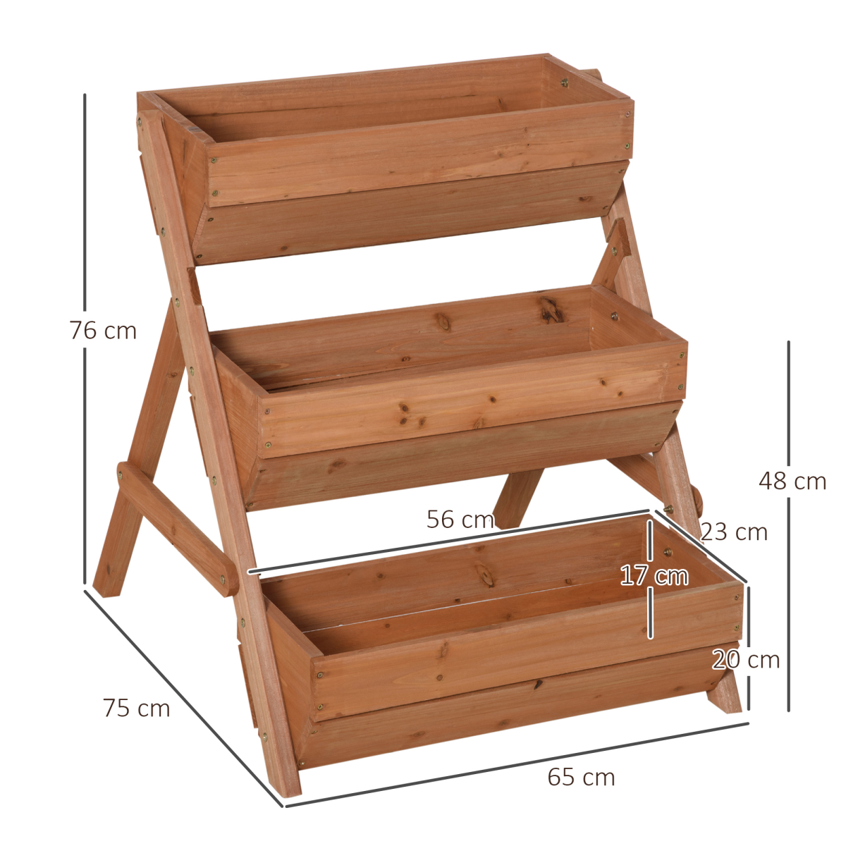 3-Tier Raised Garden Bed - Wooden Planter Box Kit, Brown