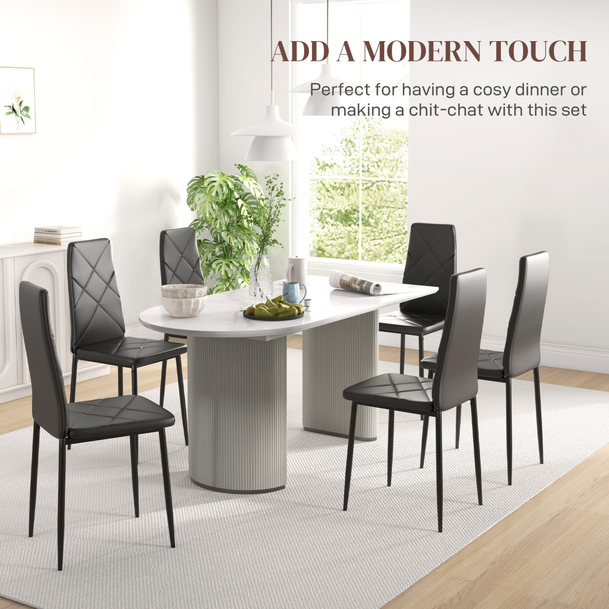 Set of 6 Stylish Black Faux Leather Dining Chairs for Ultimate Comfort