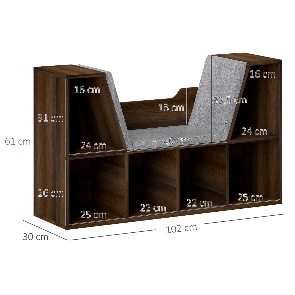 Cube Bookshelf & Reading Seat: Stylish Organizer with 6 Storage Cubes