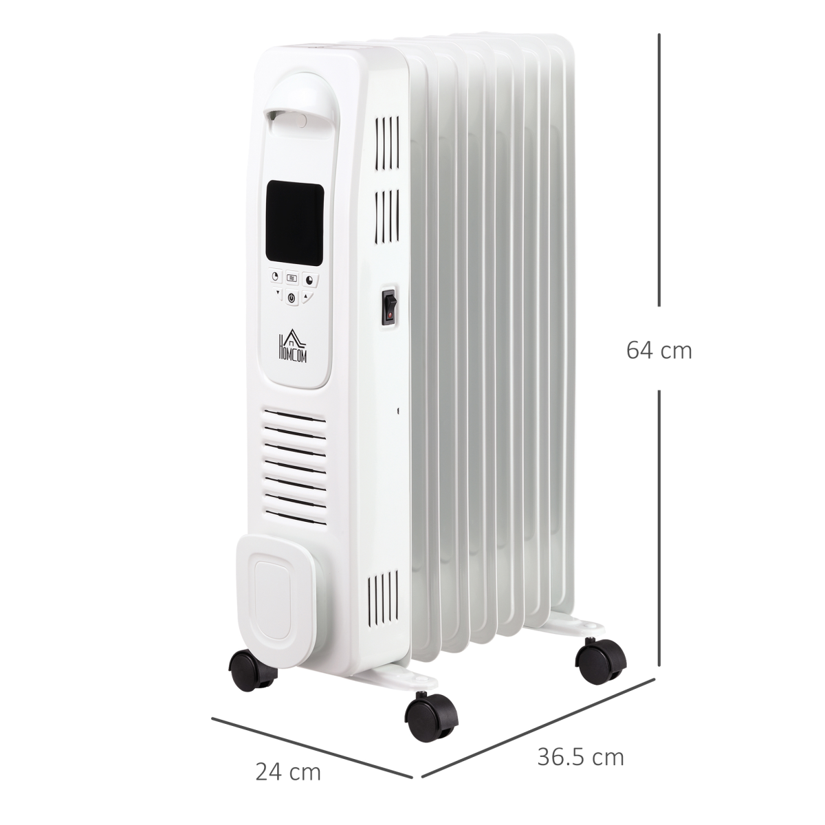 1500W Digital Oil Filled Radiator Heater with LED Display & Timer