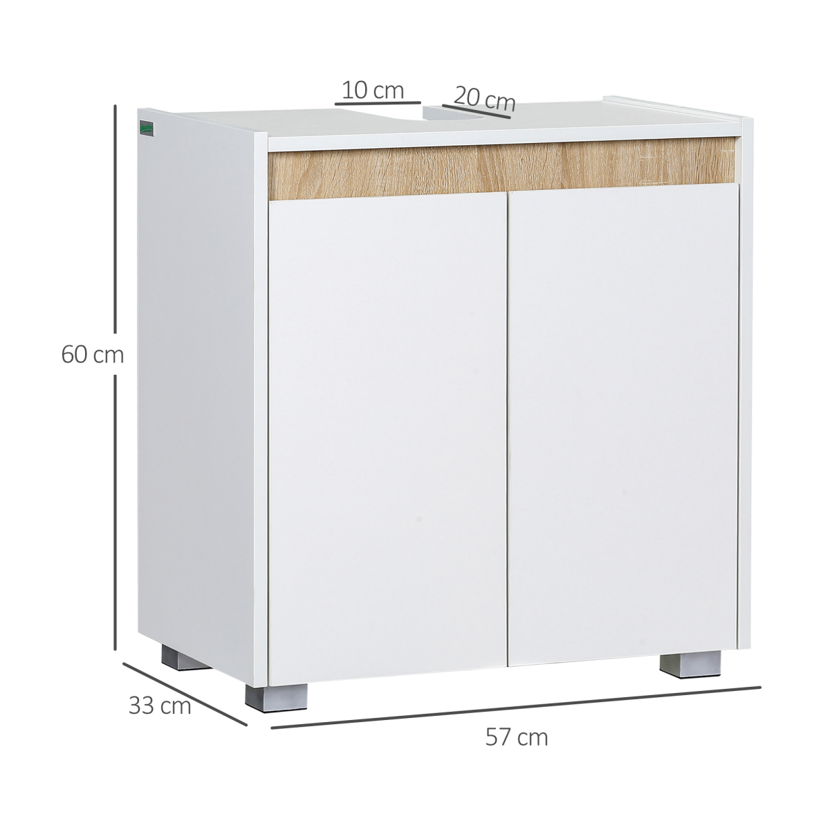 White Floor-Standing Under-Sink Cabinet with Double Doors