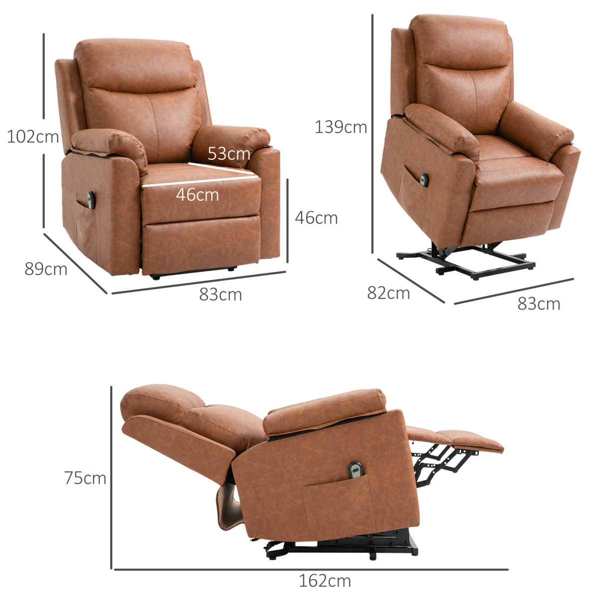 Power Lift Chair: Electric Riser Recliner with Remote - Brown