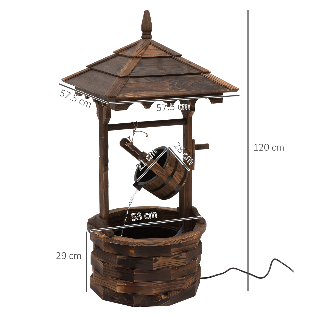 Fir Wood Outdoor Garden Decor: Whimsical Wishing Well Waterfall