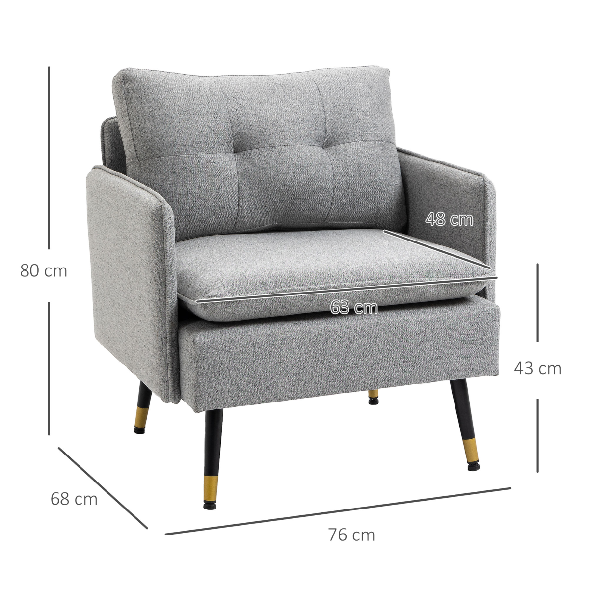 Modern Upholstered One-Seater Sofa - Grey, Comfort & Style