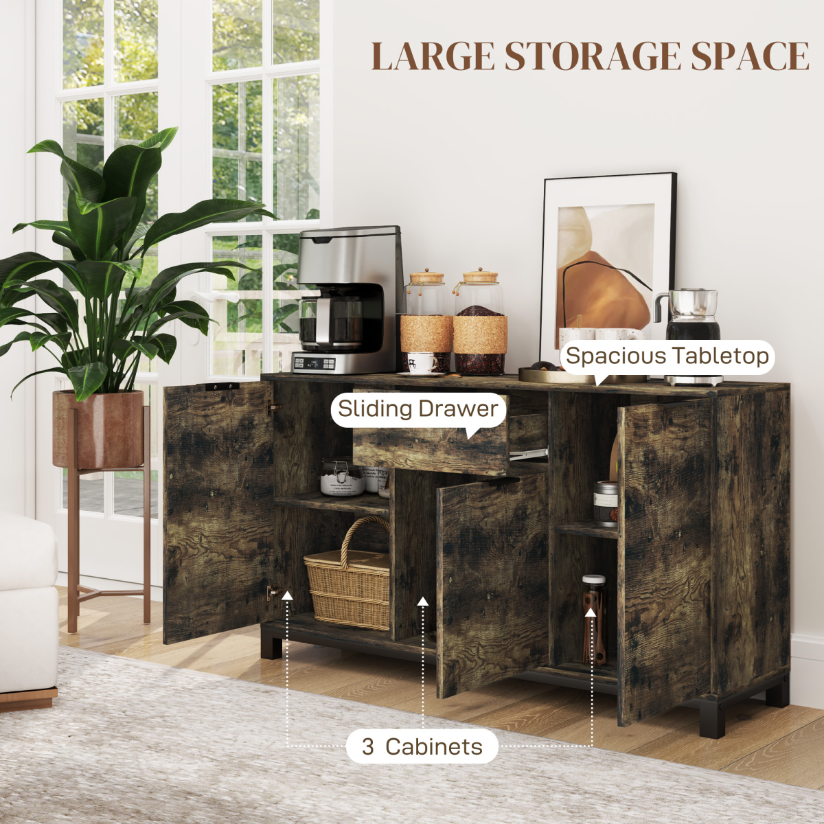 Industrial Rustic Sideboard: Stylish Storage Cabinet for Any Room