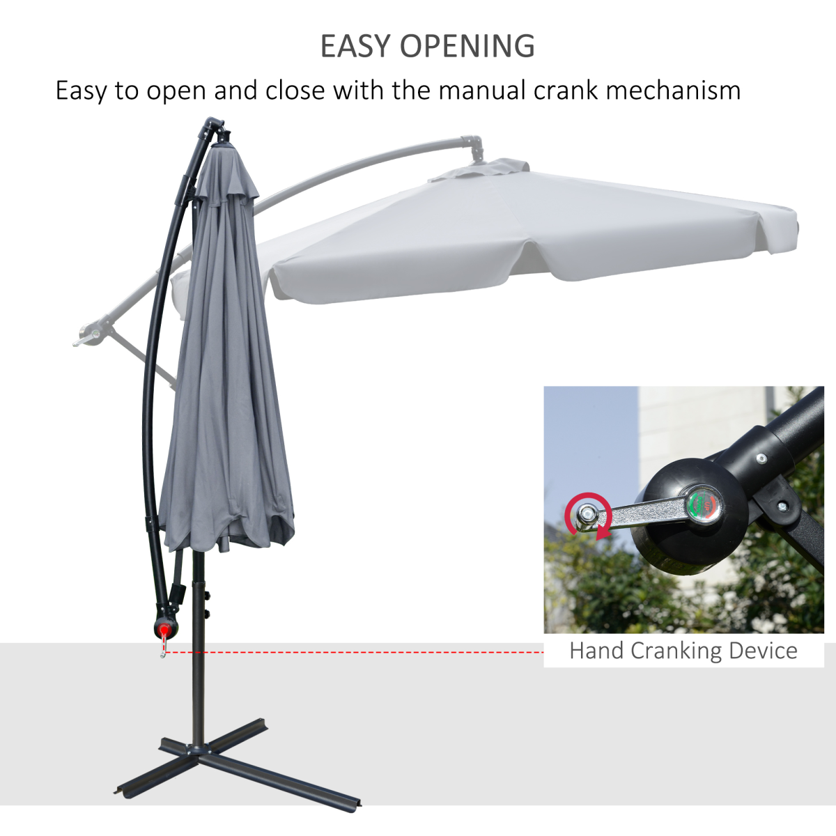 Elegant Wall-Mounted Patio Umbrella with Adjustable Canopy & Steel Frame