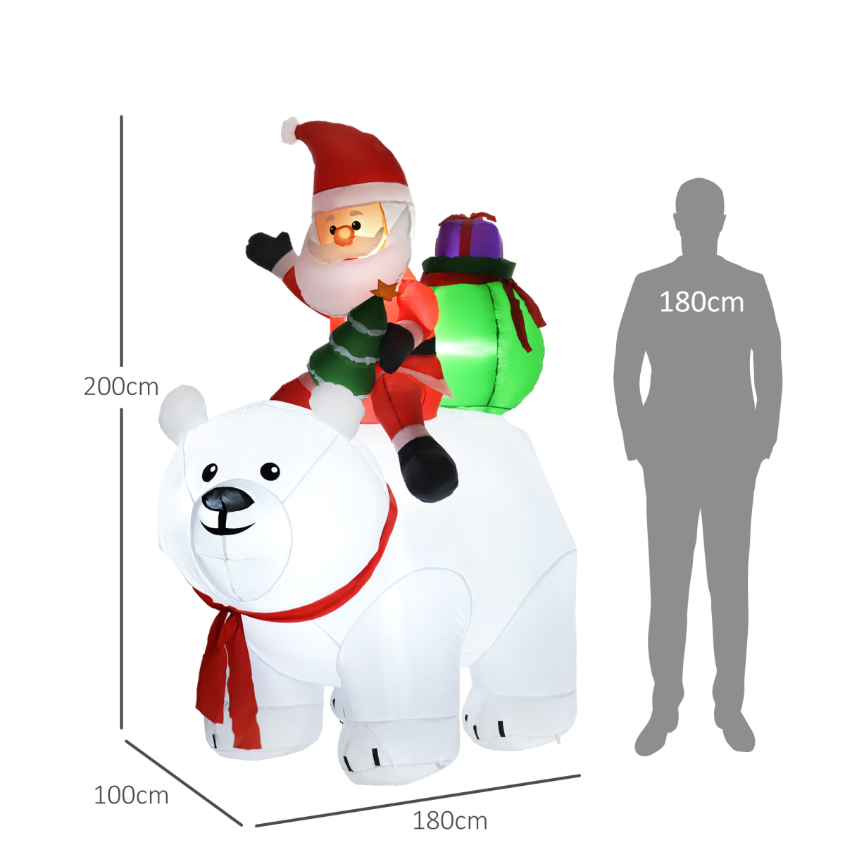 6.6ft Outdoor Christmas Inflatable: Santa Riding Polar Bear