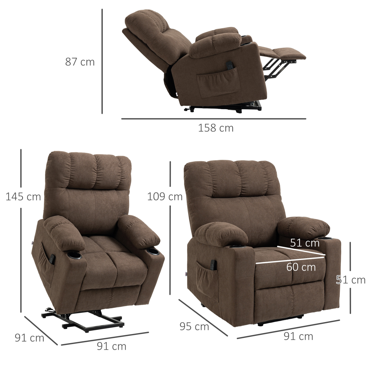 EZ Lift Electric Recliner Chair for Seniors - Comfort & Support in Brown