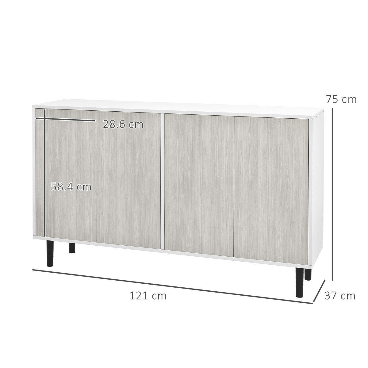 Stylish White Sideboard Cabinet with Adjustable Shelves for Organized Living