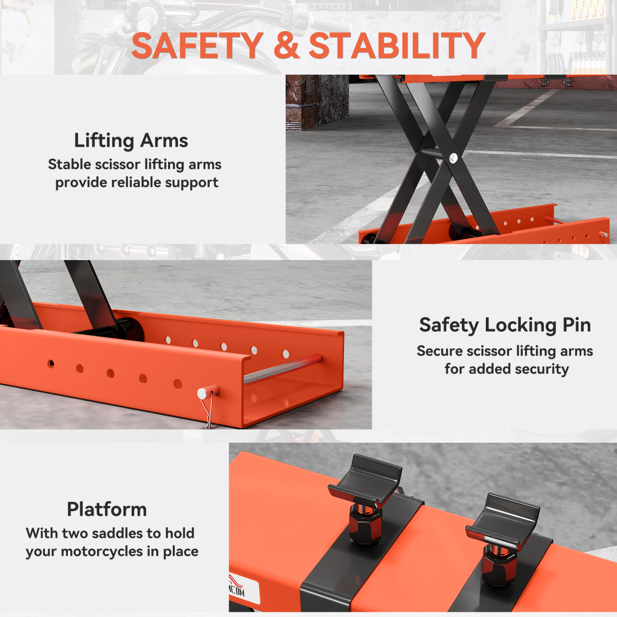 500kg Heavy-Duty Motorcycle Scissor Lift Jack - Effortless & Secure