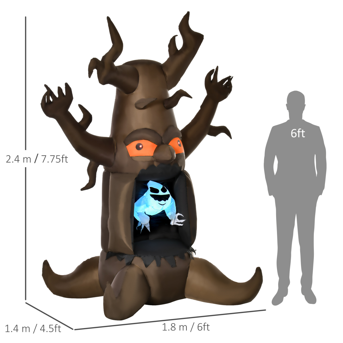 8ft Inflatable Floating Ghost in Tree with LED Lights Halloween Decor