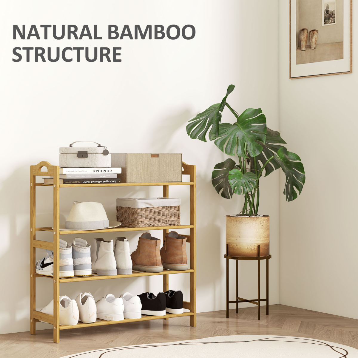 Stylish Bamboo 4-Tier Shoe Rack – Organize with Elegance & Versatility