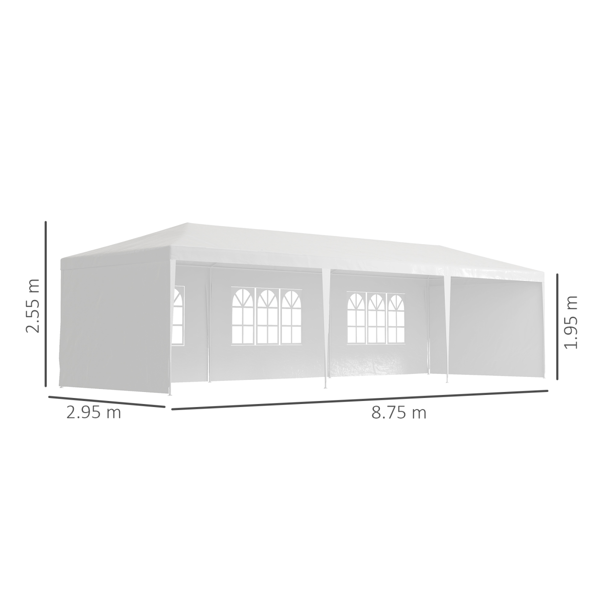 9m x 3m Outdoor Gazebo Party Tent, White, Easy Setup, Cathedral Roof