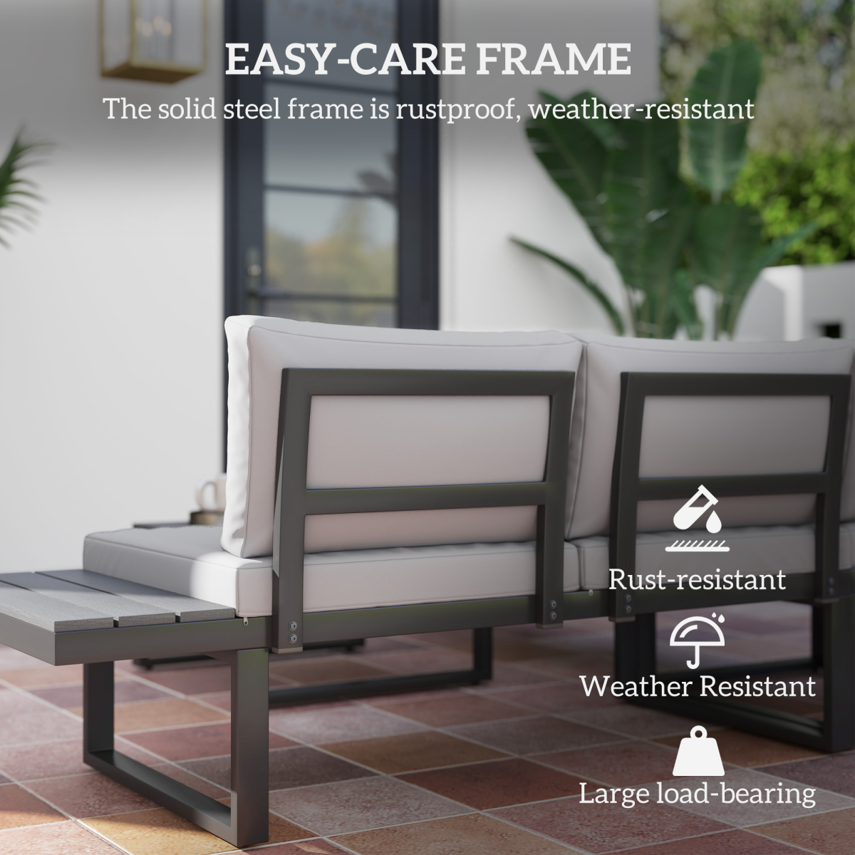 4-Piece Garden Set with 5-Level Reclining Corner Sofa