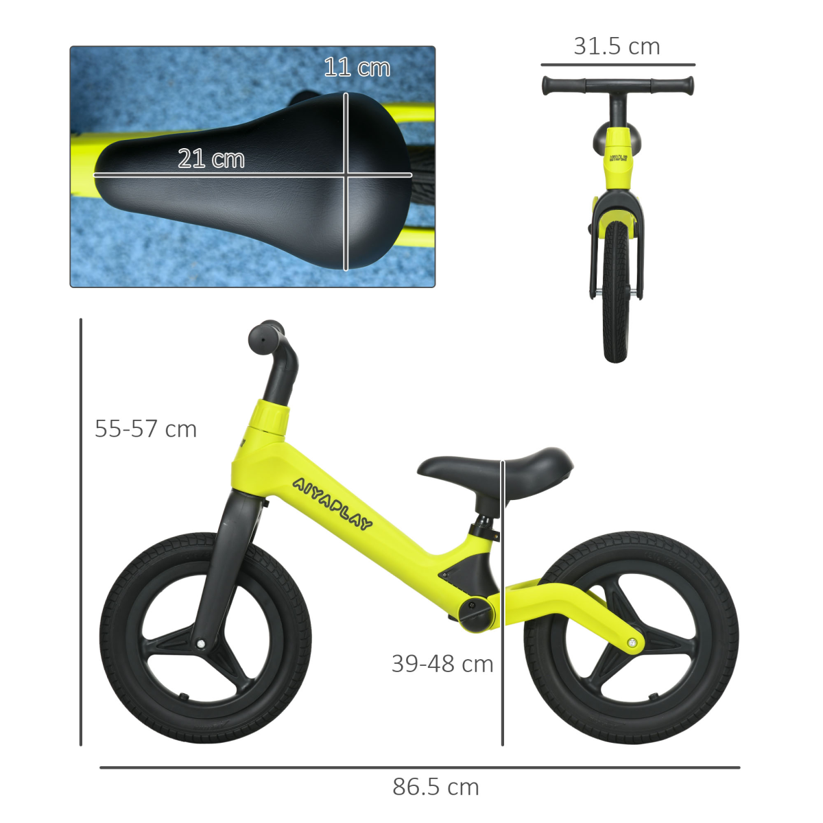 Green Adjustable Baby Balance Bike - Seat & Handlebar, 2-6 Years