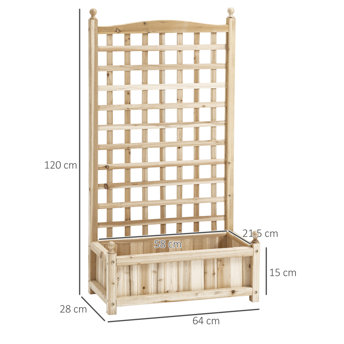 Raised Garden Bed with Trellis - Indoor/Outdoor Natural Fir Wood