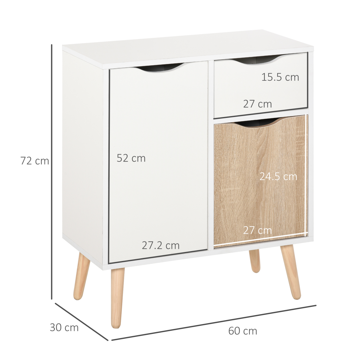 Scandinavian Floor Cabinet: Stylish Storage Cupboard with Drawer
