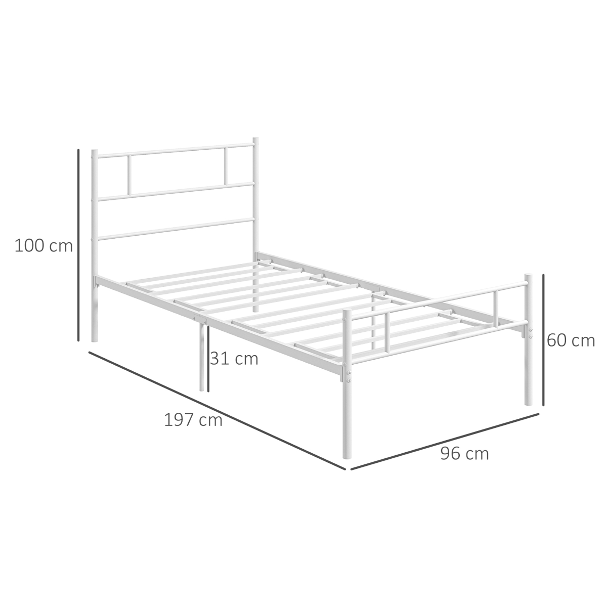 Metal Single Bed Frame with Headboard, Underbed Storage & Noise-Free Design