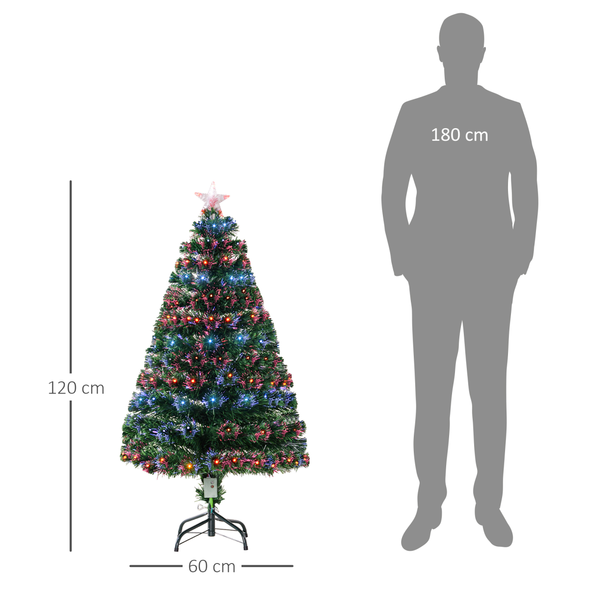 4ft Prelit Artificial Christmas Tree with Multicolor Fiber Optic LED Lights