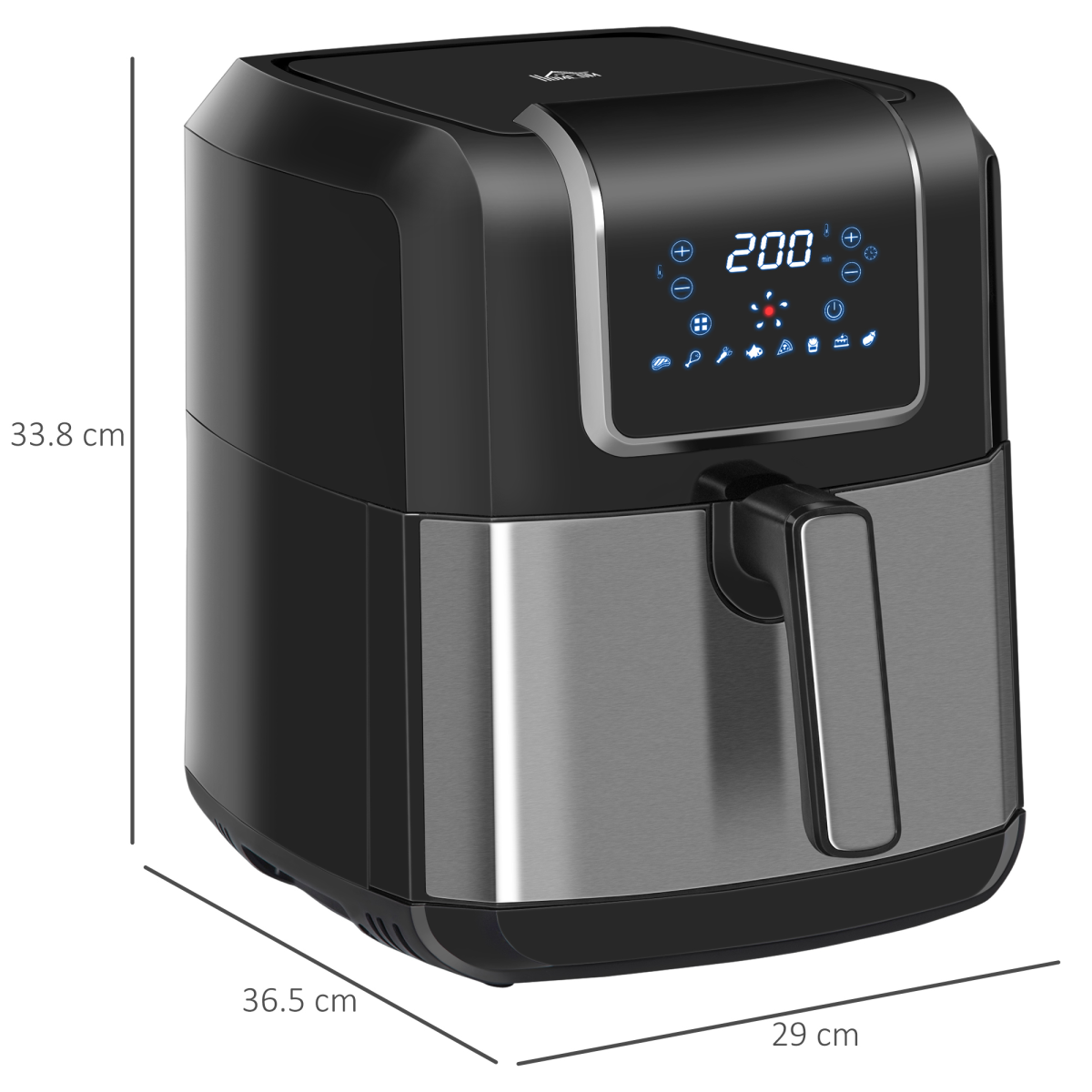 Air Fryer 1700W 6.5L with Digital Display Timer for Low Fat Cooking