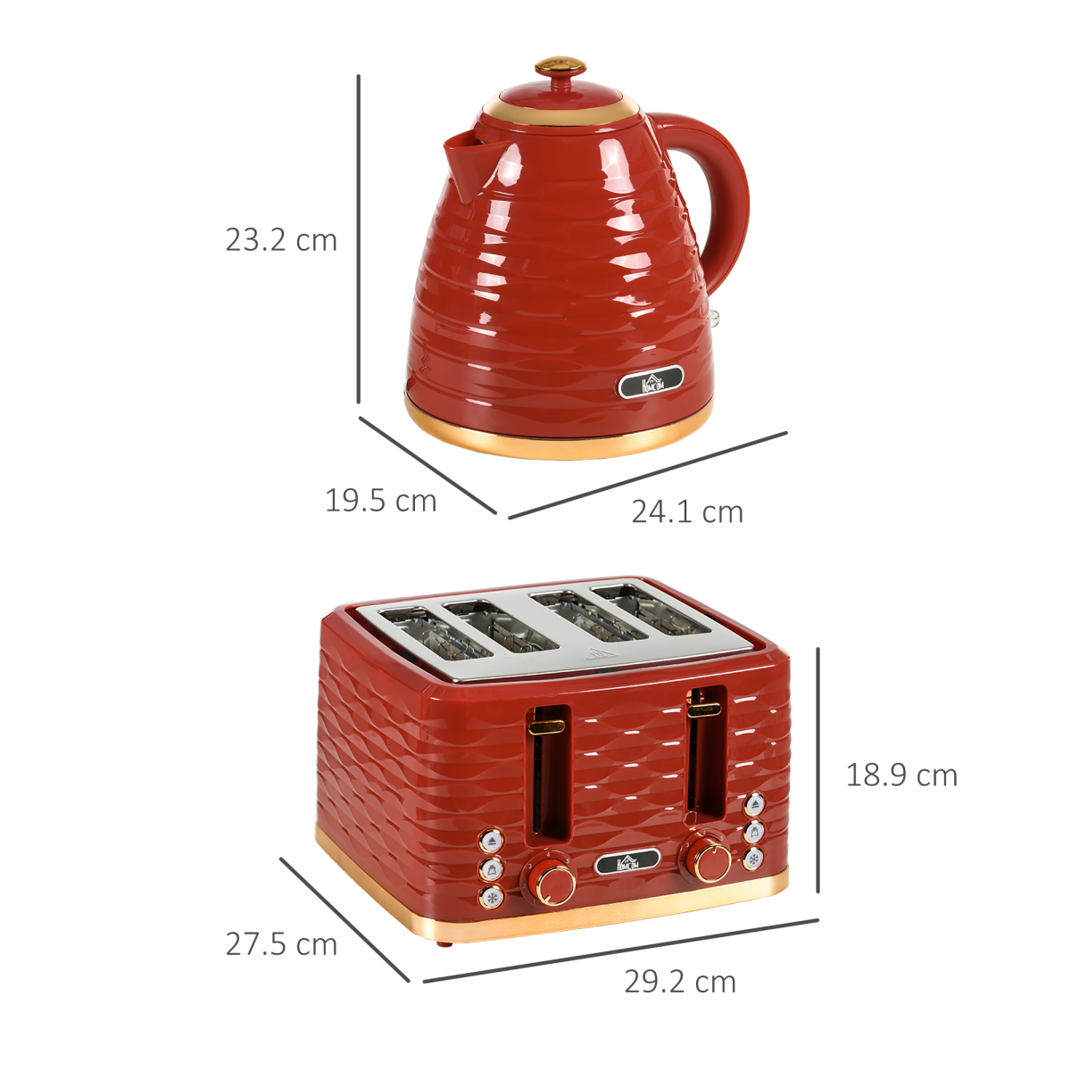 Chic Red Kettle & Toaster Set – 1.7L Rapid Boil & 4-Slice Perfection!