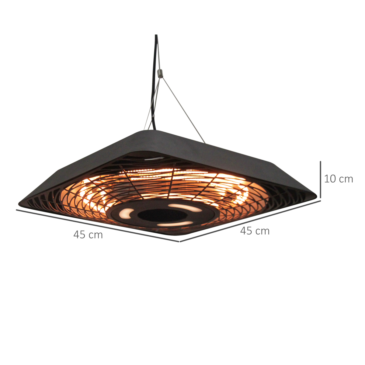 2000W Hanging Ceiling Patio Heater with Remote - Halogen, Aluminium