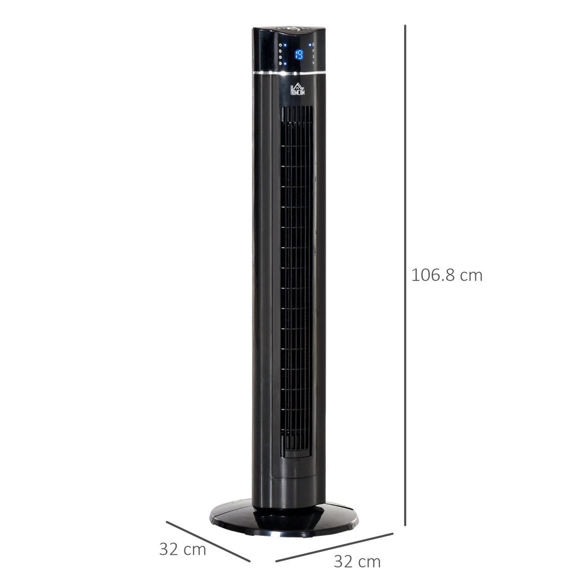 Tower Fan: 3 Speeds, Oscillating, 8-Hour Timer & Remote Control - Black