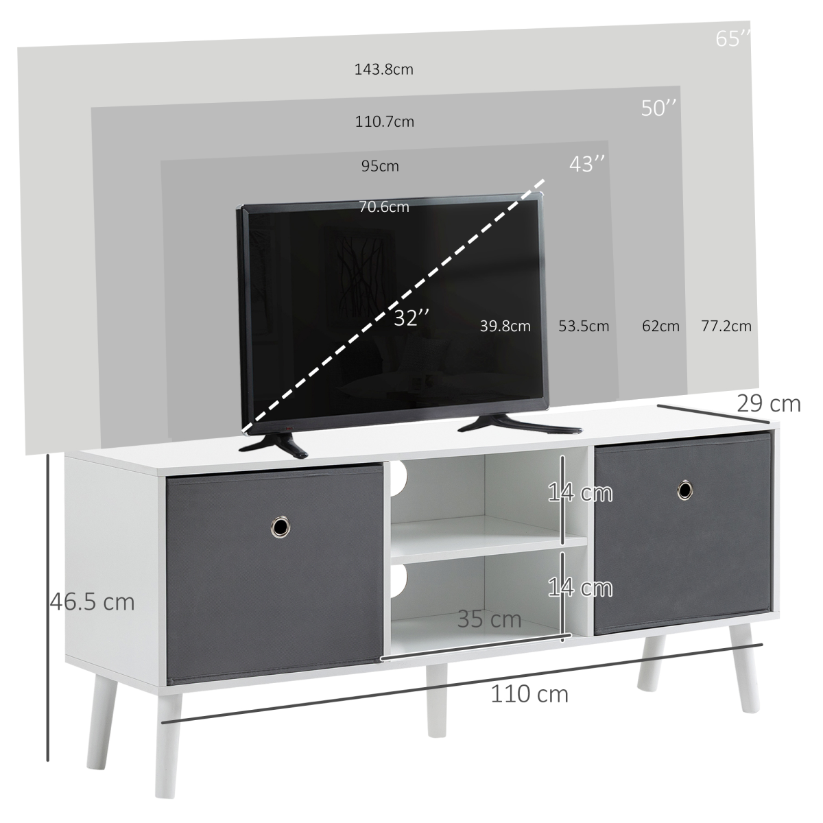 Stylish Modern TV Cabinet with Shelves & Drawers for Living Room Bliss