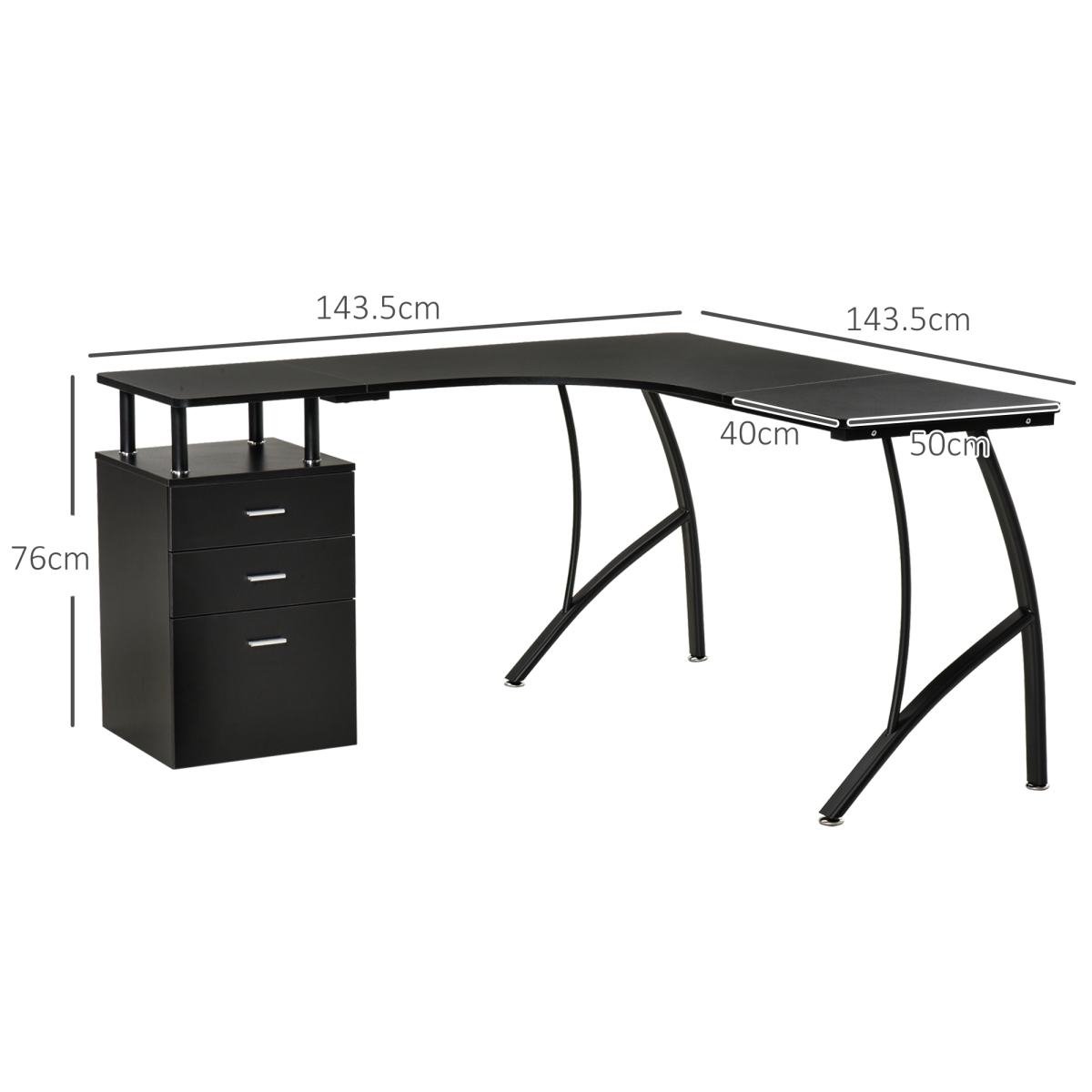 Compact L-Shaped Office Desk with Drawer - Space-Saving Modern Workstation