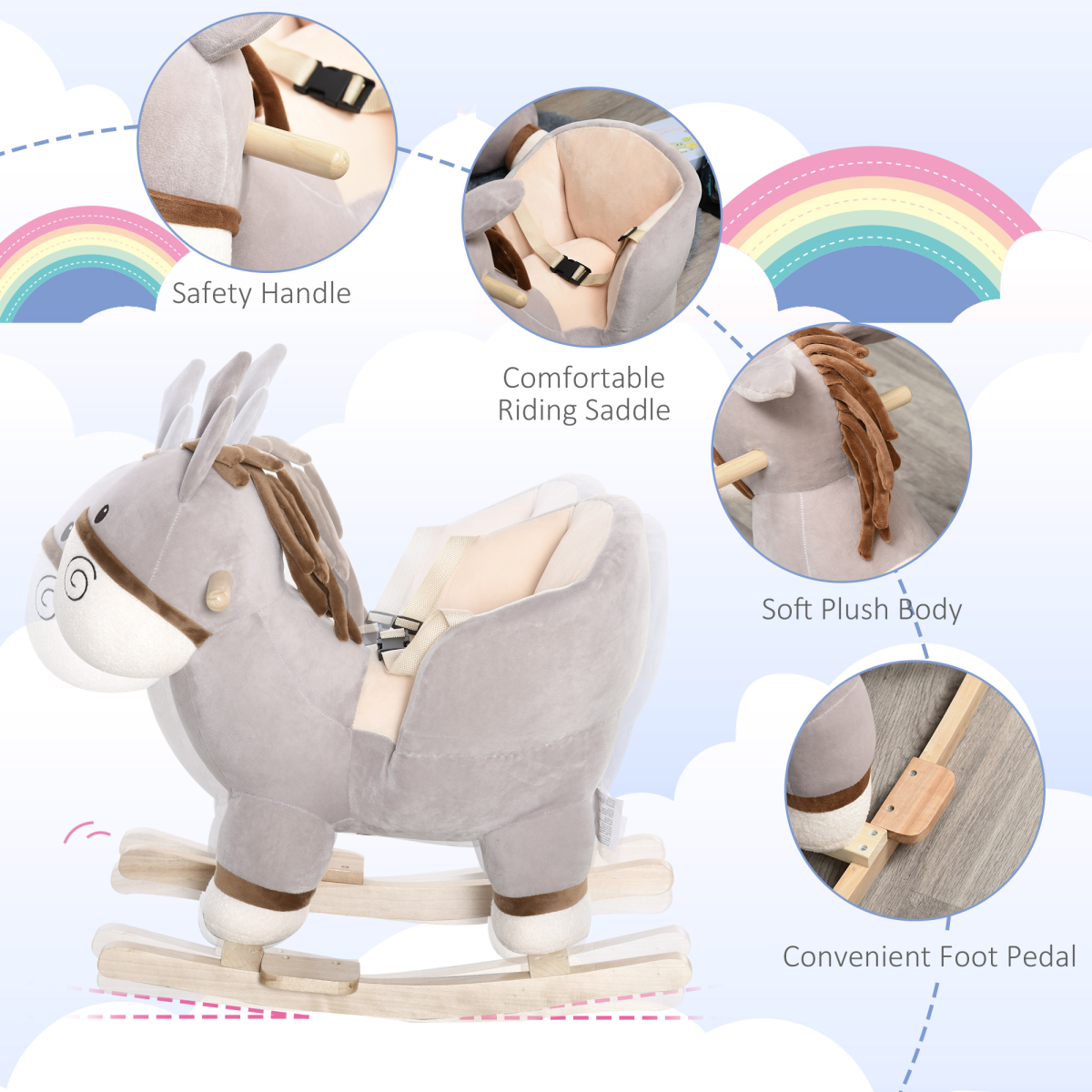 Kids' Rocking Horse: Classic, Safe & Durable Ride-On Toy for Imaginative Play
