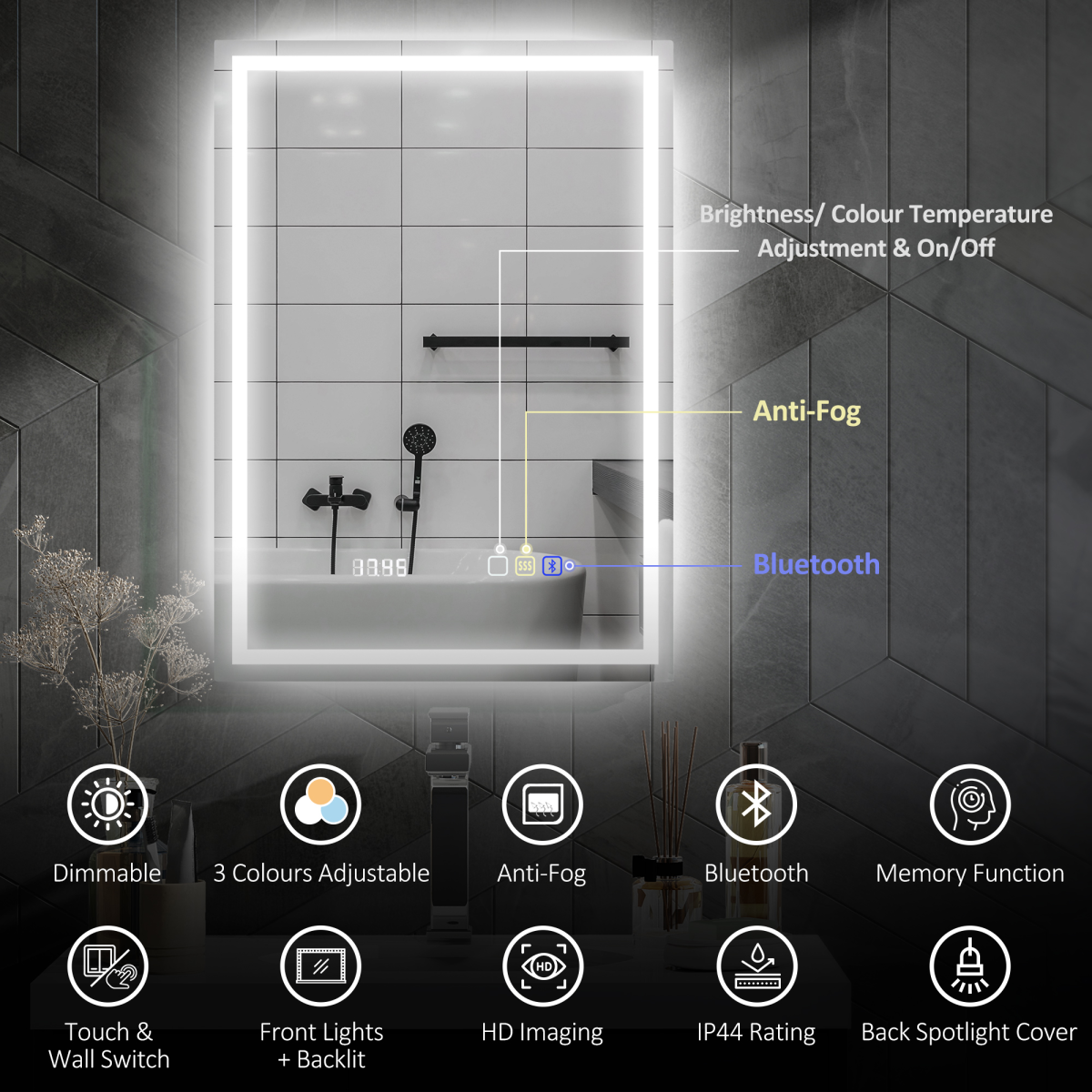 Smart Bluetooth Bathroom Mirror: Illuminating & Music-Ready with LED Touch Control