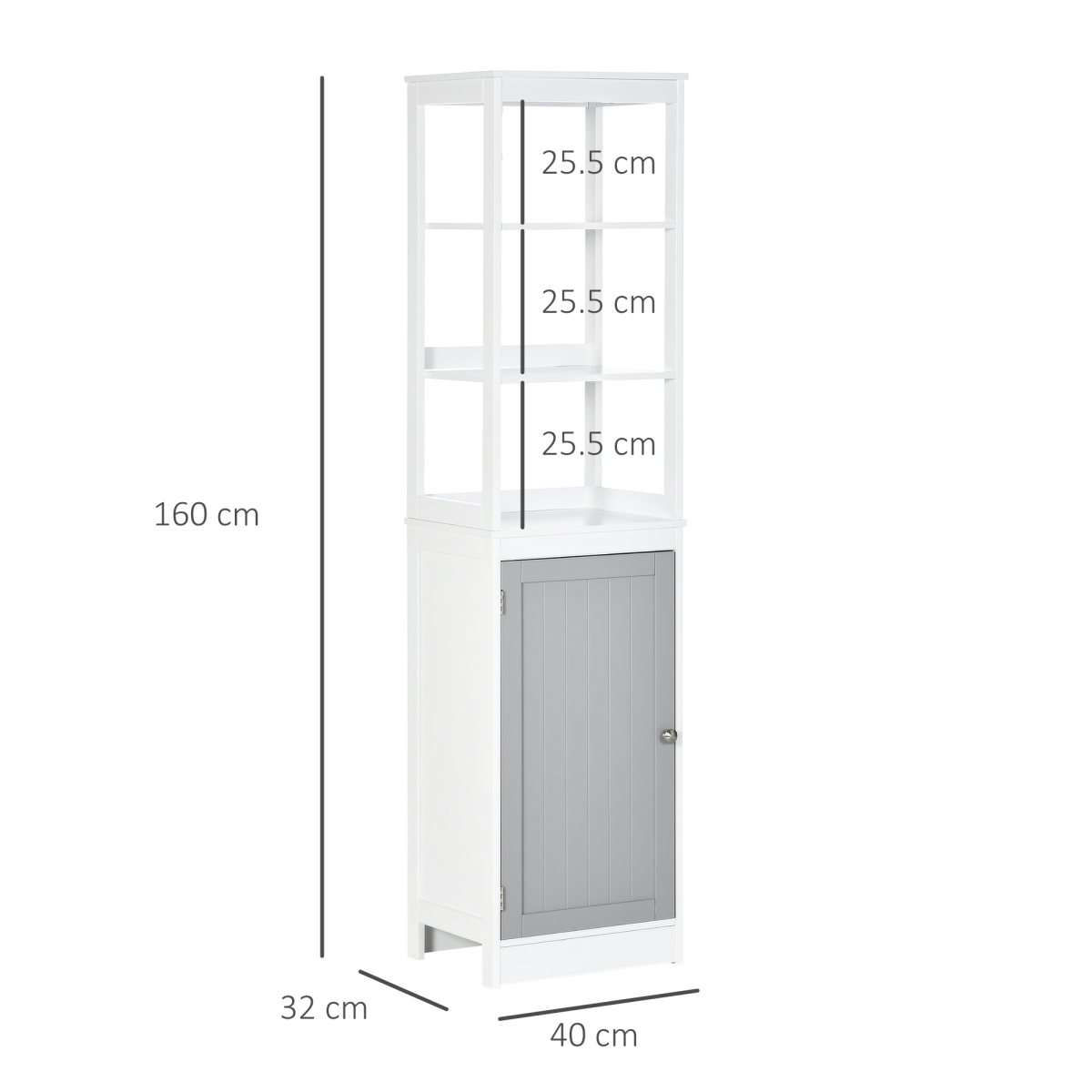 Space-Saving Tall Bathroom Storage Cabinet with Shelves - White