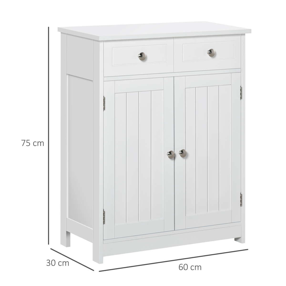 Elegant White Bathroom Storage Cabinet with Drawers & Cupboard - Sleek & Durable