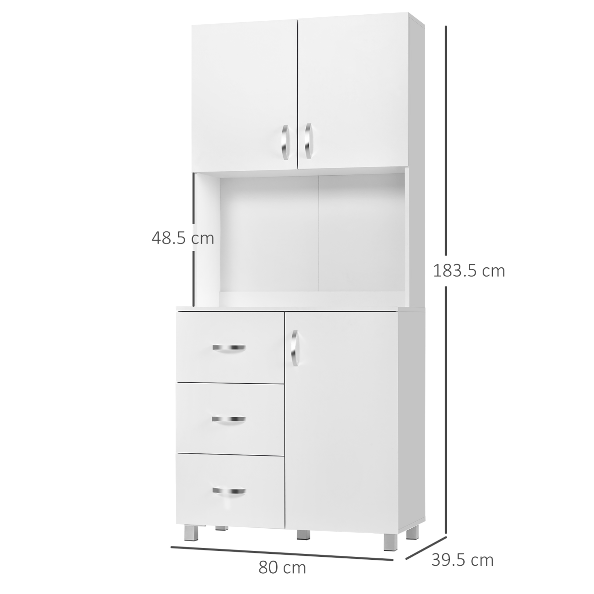 Versatile White Wooden Kitchen Storage Cabinet - Stylish Organizer & Larder