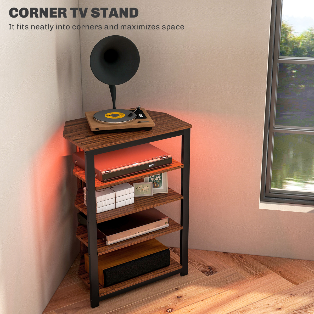 4-Tier TV Stand with LED Lights - Stylish Storage for TVs Up to 29”