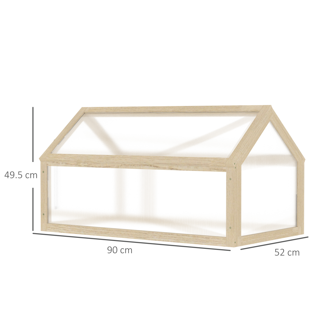 Wooden Cold Frame Greenhouse 90x52 cm with Polycarbonate Panels