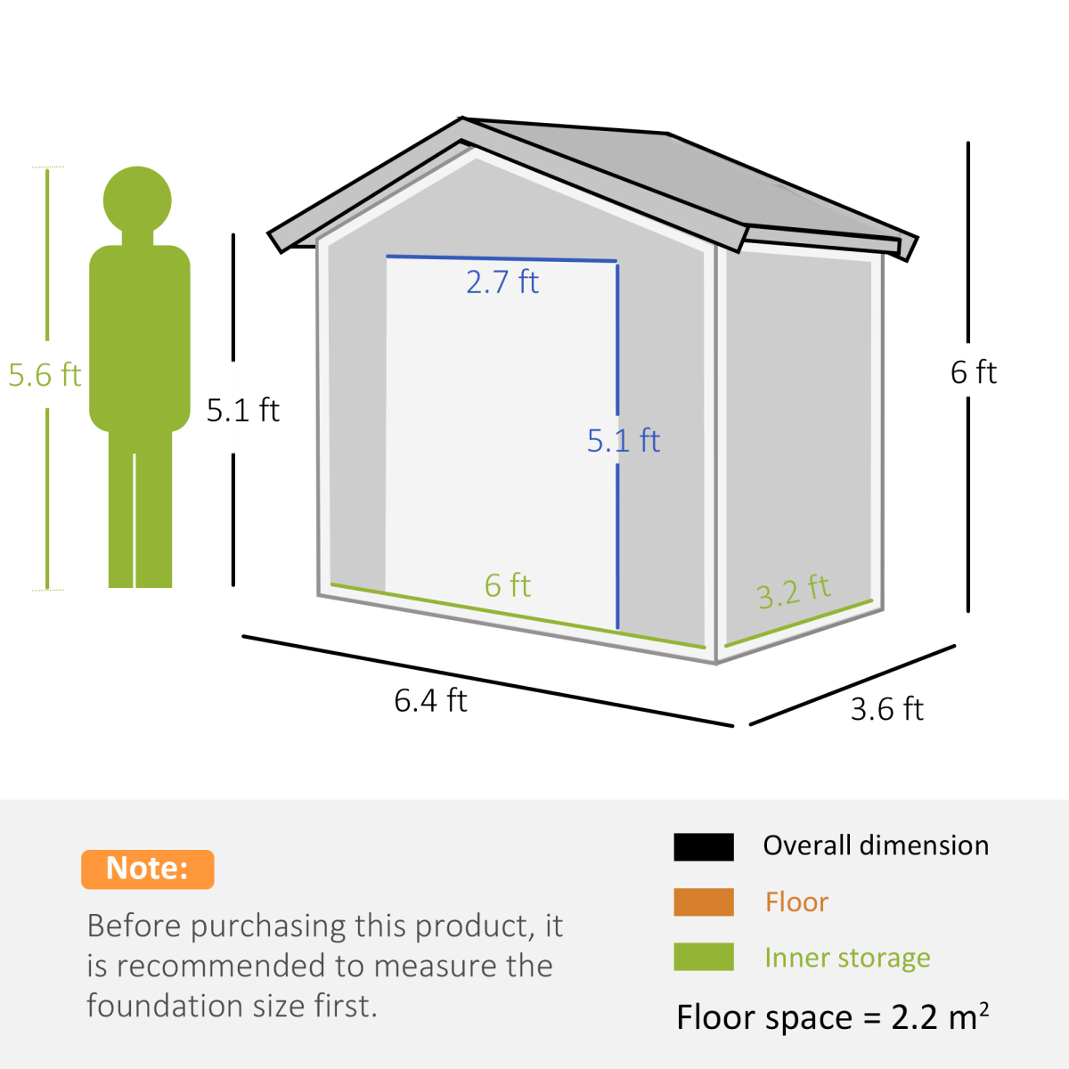 6.5x3.5ft Metal Garden Shed – Rust-Resistant Grey Outdoor Storage