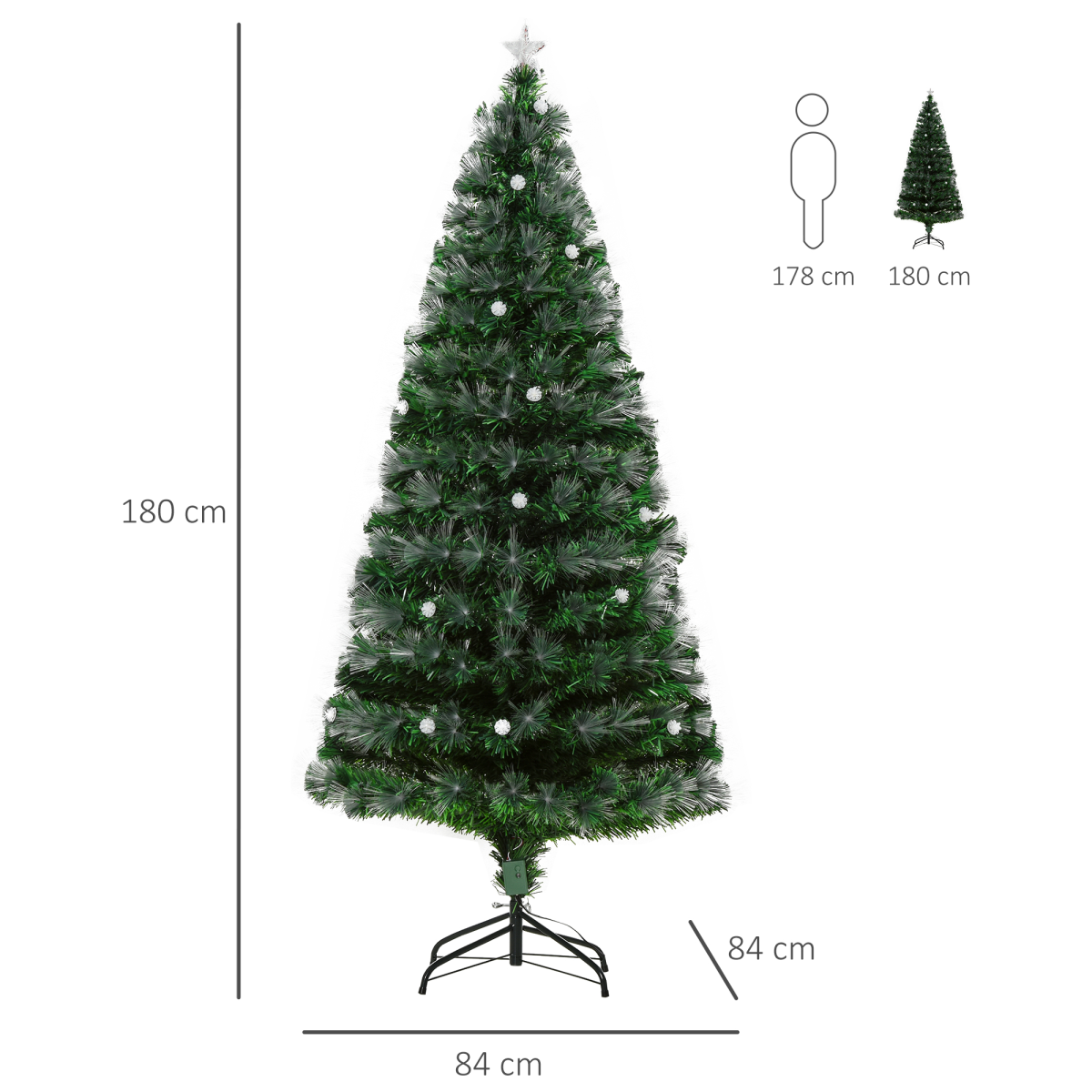 6ft White LED Christmas Tree with Star Topper, Tri-Base, Pre-Lit