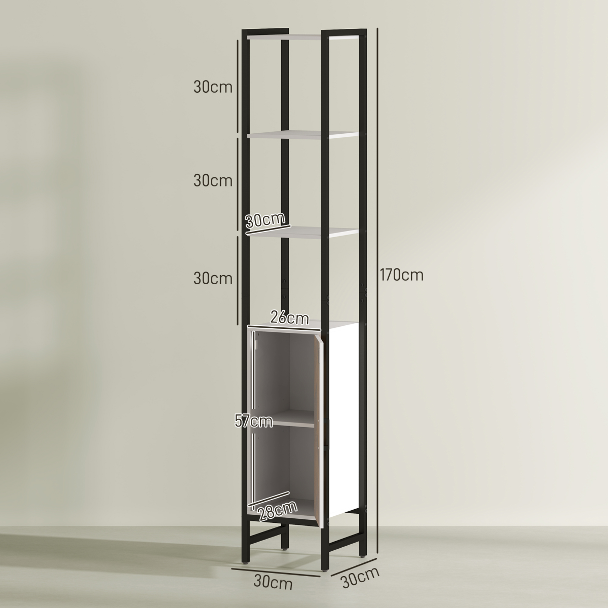Chic Tall Bathroom Storage Cabinet - 3 Shelves, Space-Saving Design