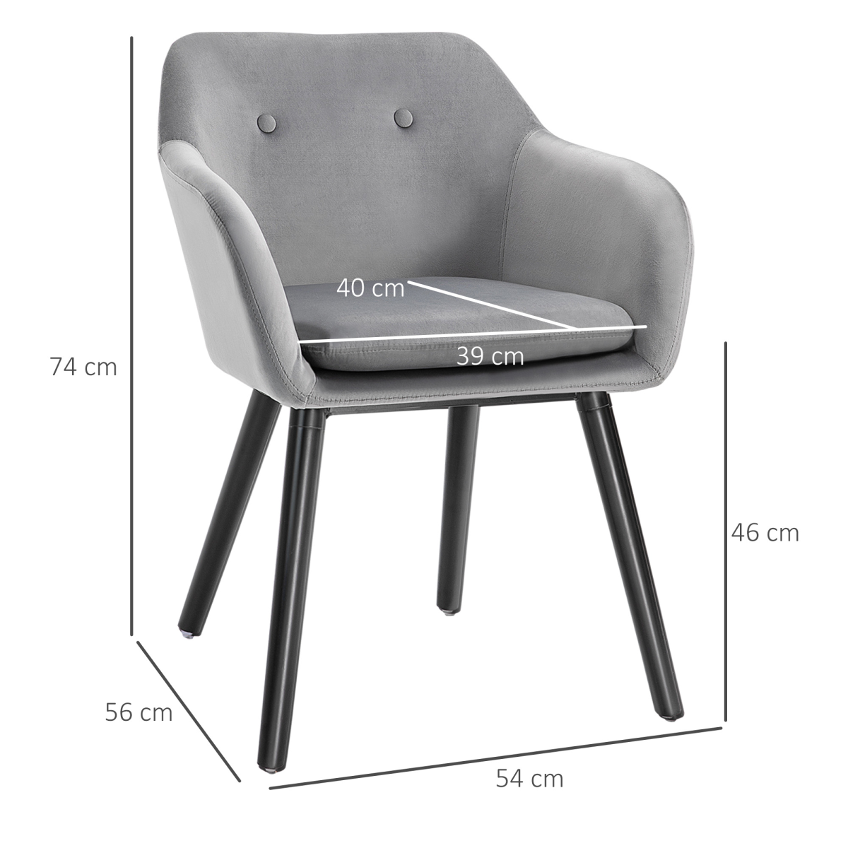 Elegant Grey Upholstered Bucket Seat Armchairs - Set of 2 for Stylish Dining