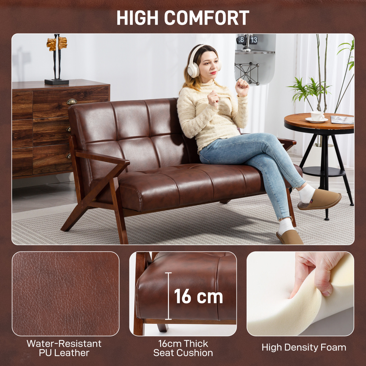 Stylish Compact Vintage 2-Seater Sofa - Resistant Upholstery