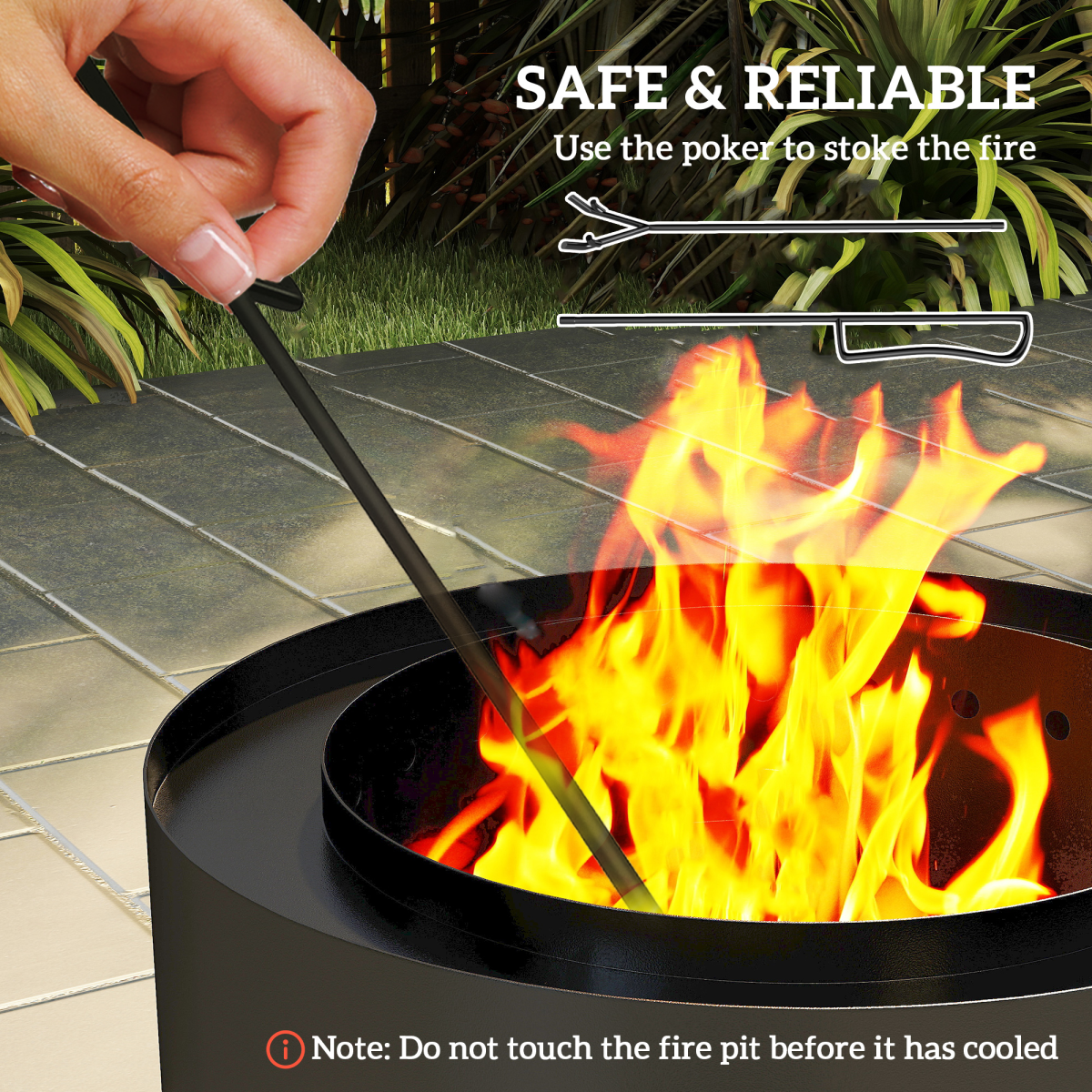 Portable Round Fire Pit: Easy Clean Ash Tray & Poker - Cozy Outdoor Nights