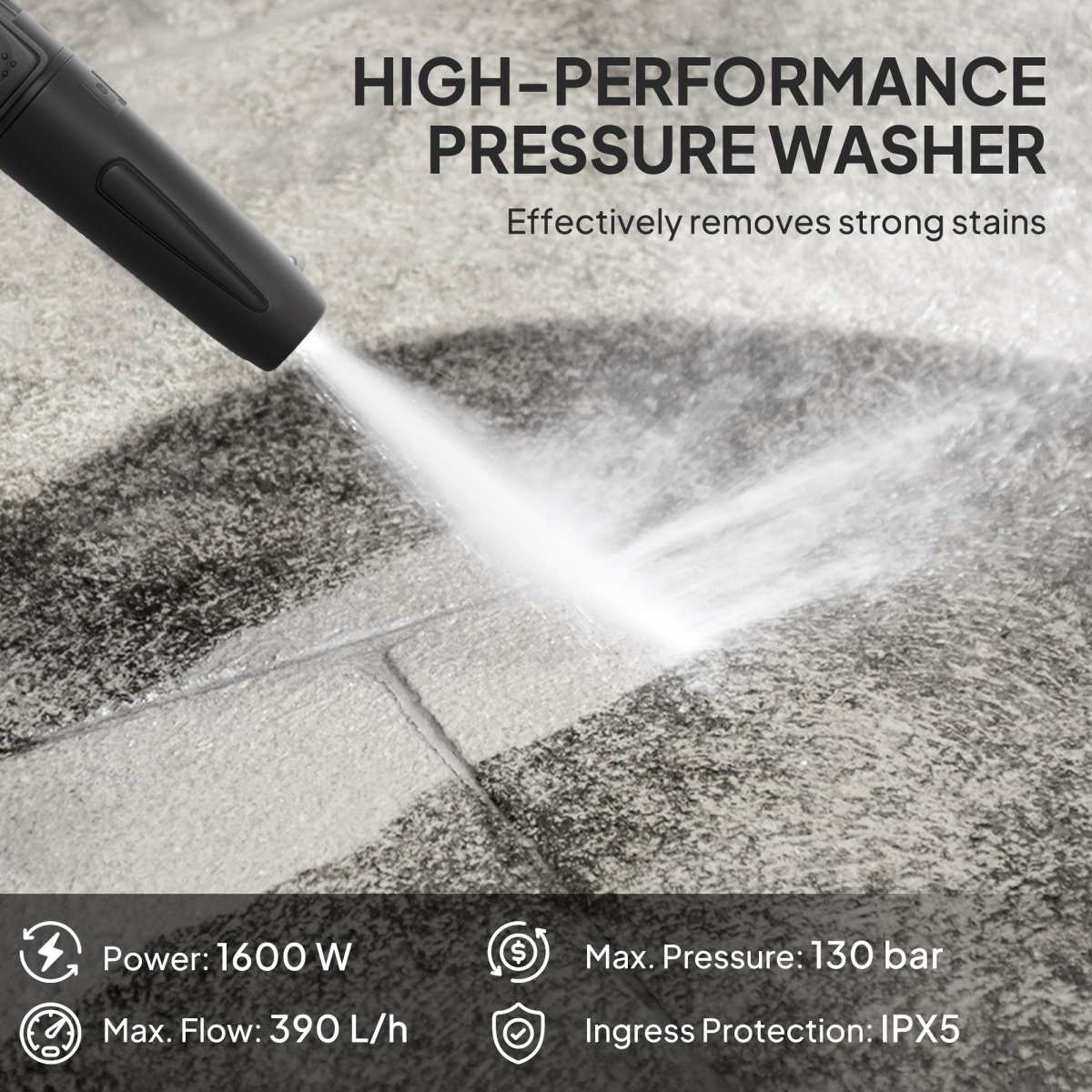 1600W Portable Pressure Washer - 130 Bar Power, 6m Hose, Ultimate Cleaning