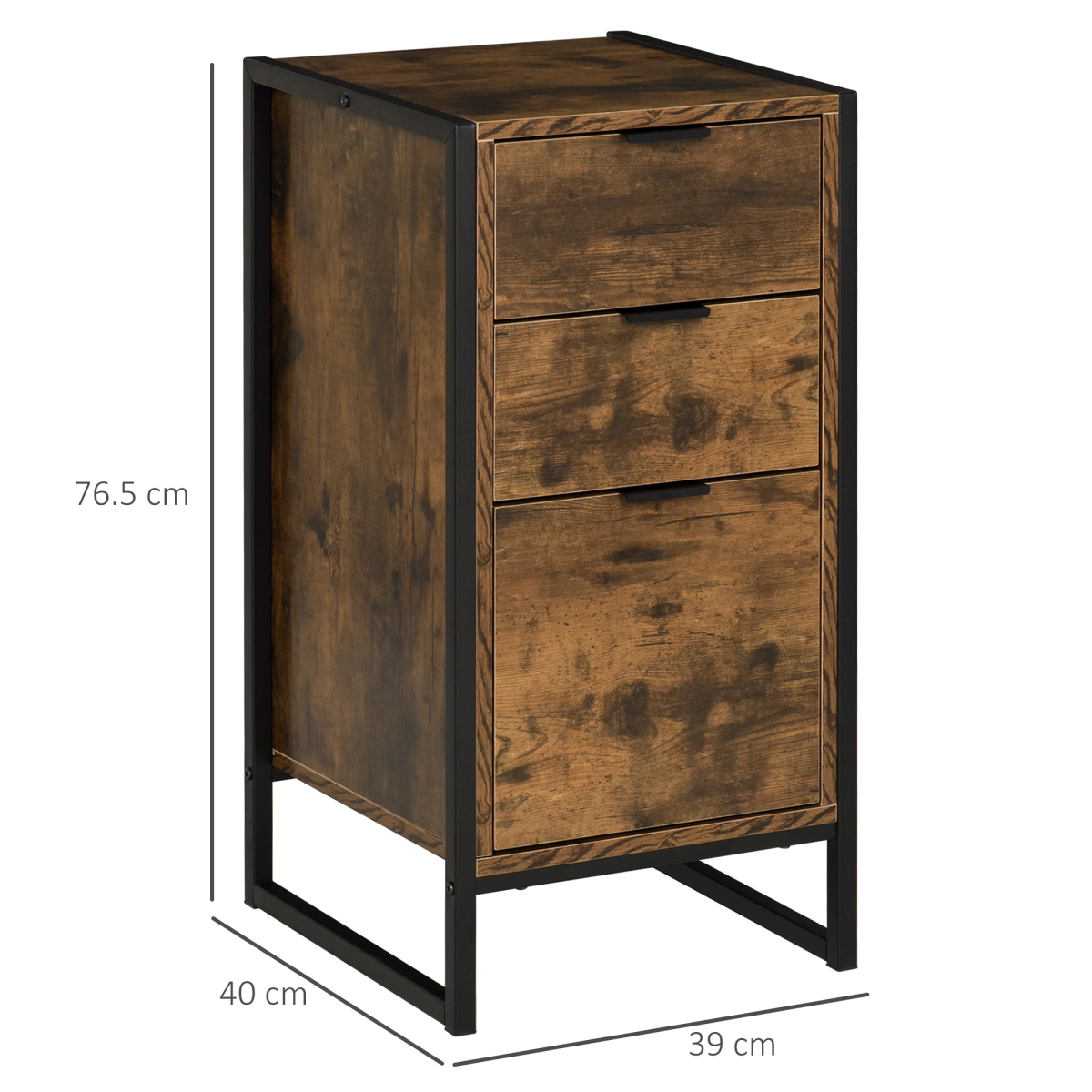 Industrial 3-Drawer Metal Storage Chest - Rustic Elegance for Any Space